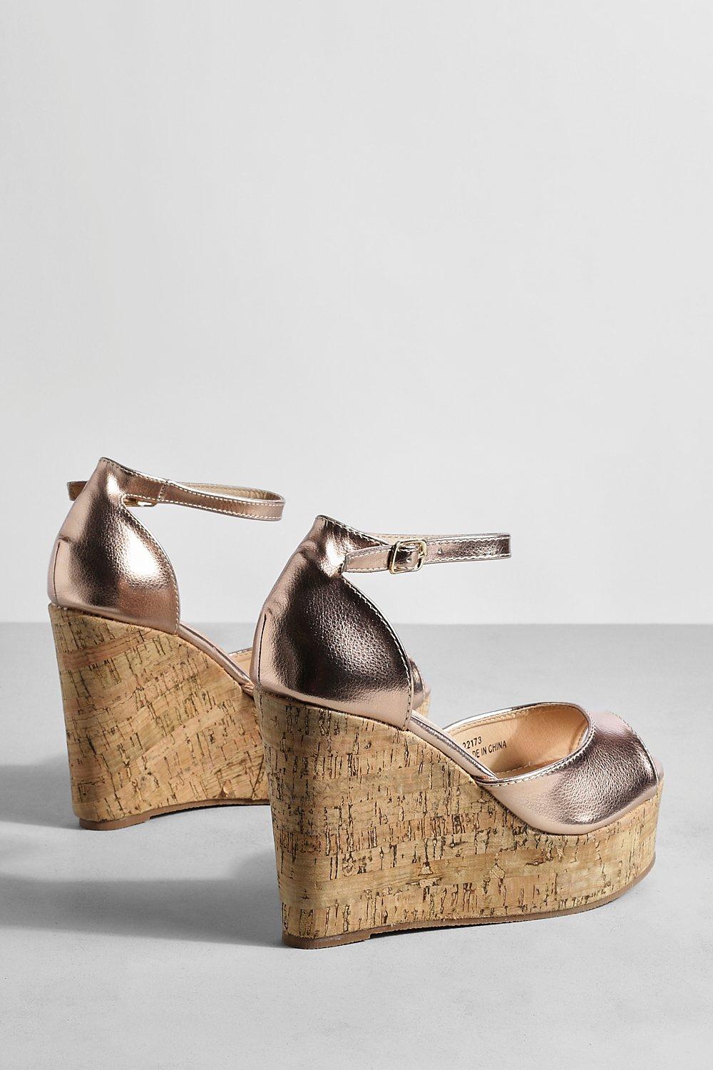 Peep toe gold on sale wedges